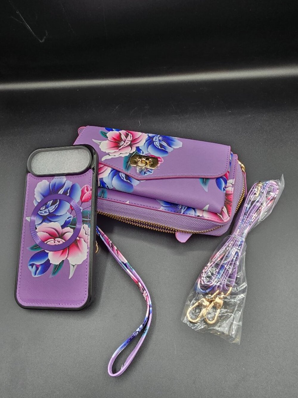 Wallet Phone Case Crossbody Wristlet Clutch RFID Card Holder Zip PU Leather NIP